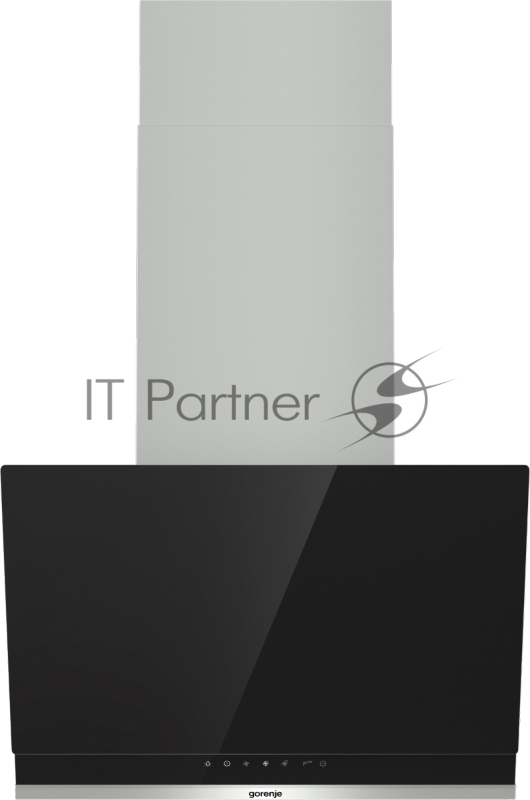 Вытяжка наклонная Gorenje WHI649X21P, 740 м?/ч, 250 Вт, режимы - отвод, циркуляция, ширина 60 см, нержавеющая сталь, черное стекло