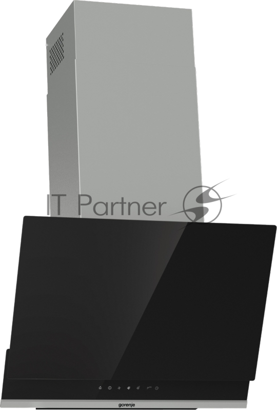 Вытяжка наклонная Gorenje WHI649X21P, 740 м?/ч, 250 Вт, режимы - отвод, циркуляция, ширина 60 см, нержавеющая сталь, черное стекло