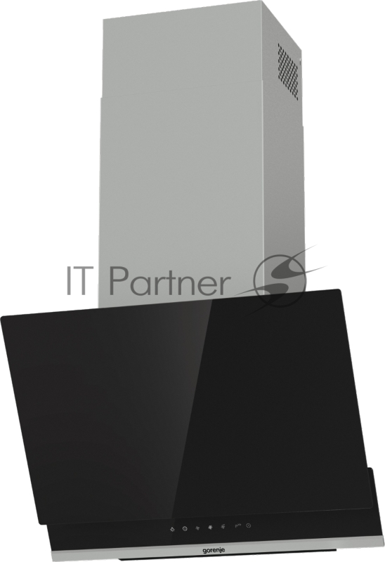 Вытяжка наклонная Gorenje WHI649X21P, 740 м?/ч, 250 Вт, режимы - отвод, циркуляция, ширина 60 см, нержавеющая сталь, черное стекло