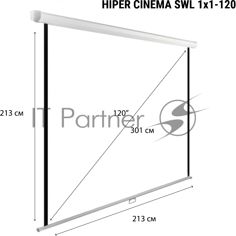Экран Hiper 213x213см Cinema SWL 1x1-120 1:1 настенно-потолочный рулонный