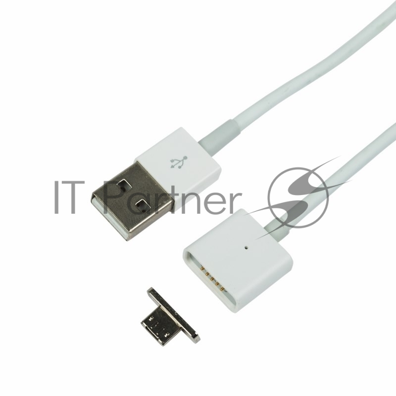 Кабель micro USB магнитный со съемным штекером, 1м белый