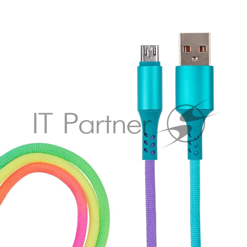 Кабель micro USB, шнур текстиль, разноцветный RAINBOW