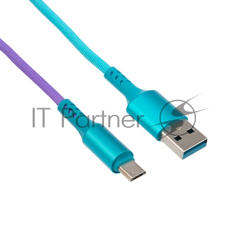 Кабель micro USB, шнур текстиль, разноцветный RAINBOW