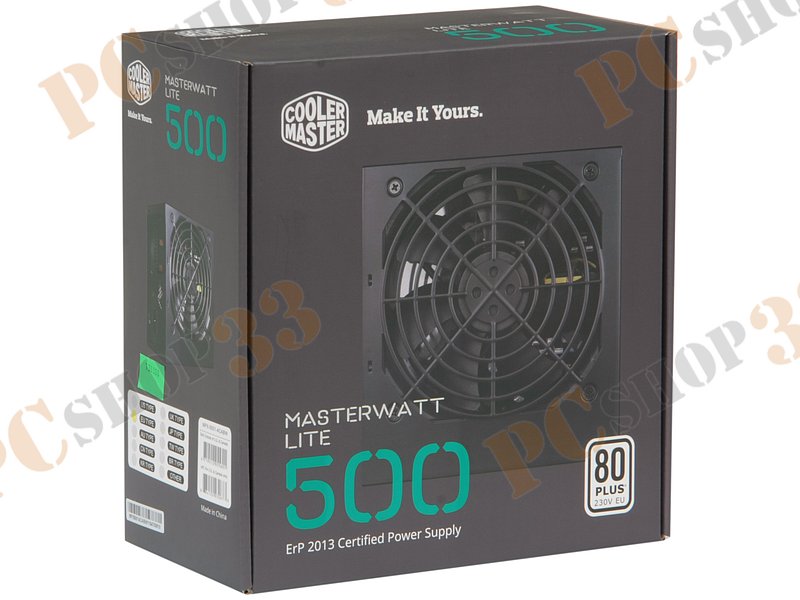 Блок питания 500Вт Cooler Master Masterwatt Lite 500 MPX-5001-ACABW ATX12V V2.31 (20/24+4/8+6/8pin, вентилятор d120мм) + кабель питания EURO (1.5м)