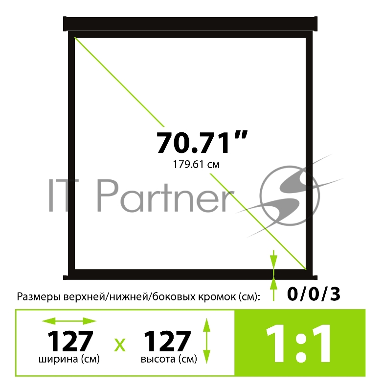 Экран Cactus 127x127см Wallscreen CS-PSW-127X127-BK 1:1 настенно-потолочный рулонный черный