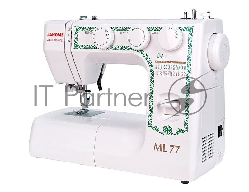 Швейная машина Janome ML 77, 25 операций, петля автомат, вертикальный челнок, нитевдеватель, регулятор длины и ширины строчки, отключение нижнего транспортера
