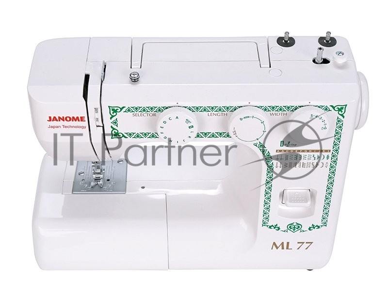 Швейная машина Janome ML 77, 25 операций, петля автомат, вертикальный челнок, нитевдеватель, регулятор длины и ширины строчки, отключение нижнего транспортера