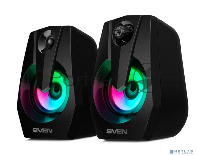 Колонки Sven 370 2.0 чёрные (2x2W, USB, RGB подсветка)