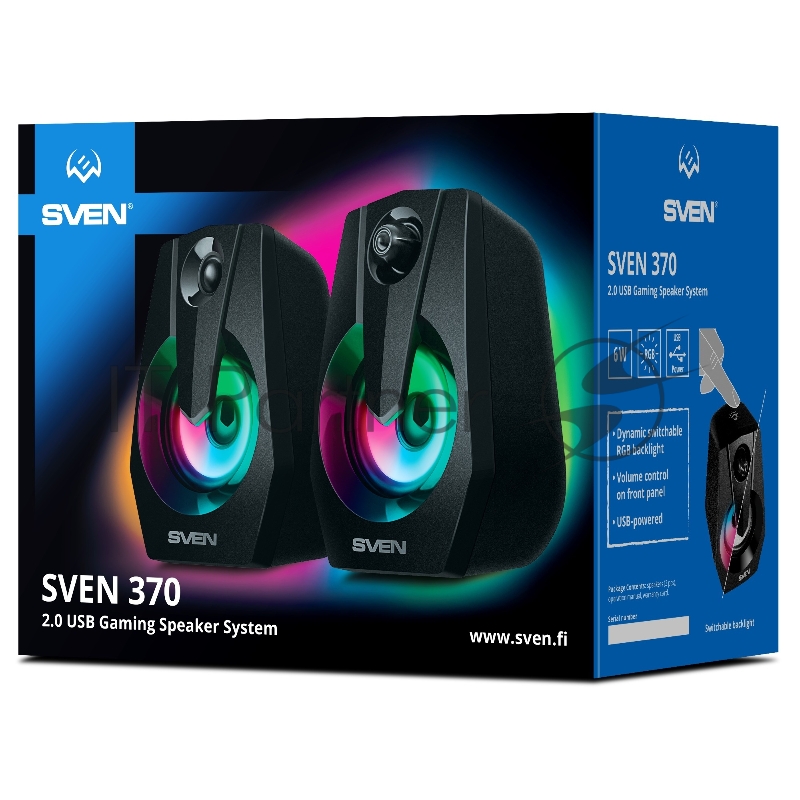 Колонки Sven 370 2.0 чёрные (2x2W, USB, RGB подсветка)