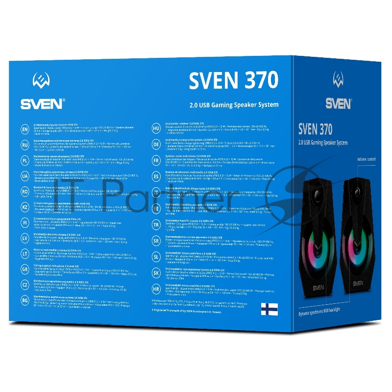 Колонки Sven 370 2.0 чёрные (2x2W, USB, RGB подсветка)