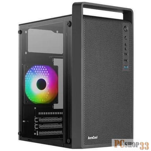 Корпус MiniTower AeroCool CS-109-G-BK-v1 (mATX, USB3x1, USB2x2, 120mm RGB fan, без БП) (4711099472376)