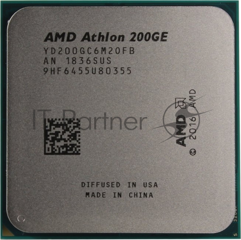Процессор AMD Athlon 200GE BOX Radeon Vega Graphics 35W, 2C/4T, 3.2Gh(Max), 5MB(L2+L3), AM4 (YD200