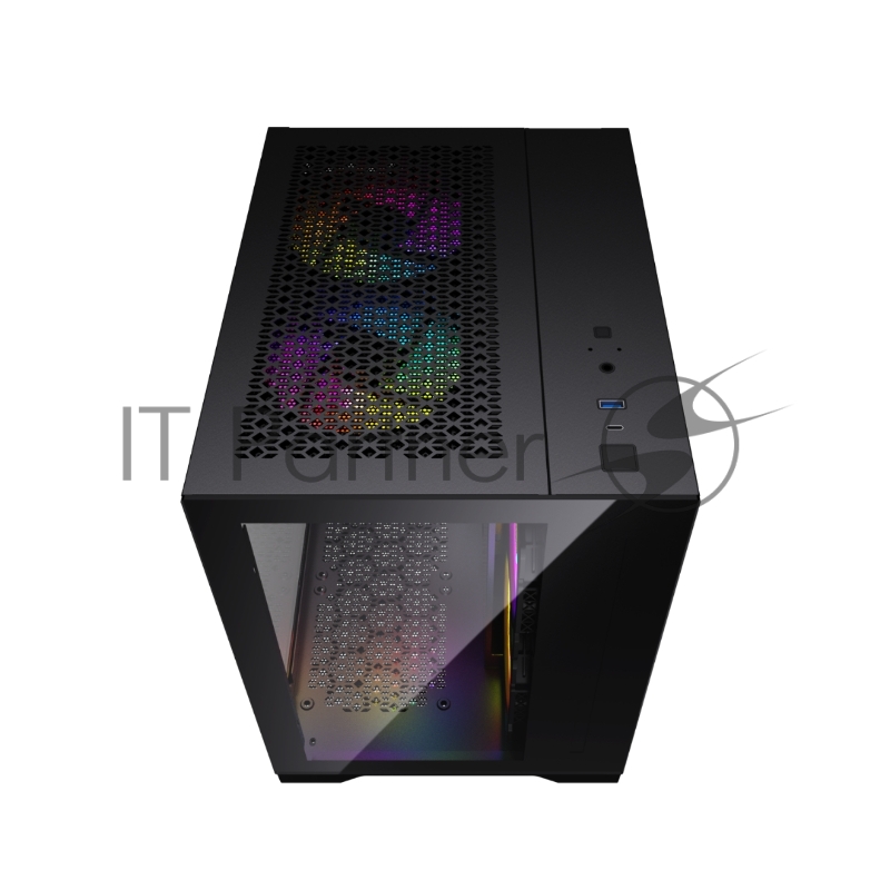 Корпус Powercase Vision Micro, Black, Tempered Glass, 4х 120mm 5-color fan, чёрный, mATX (CVBM-L4)