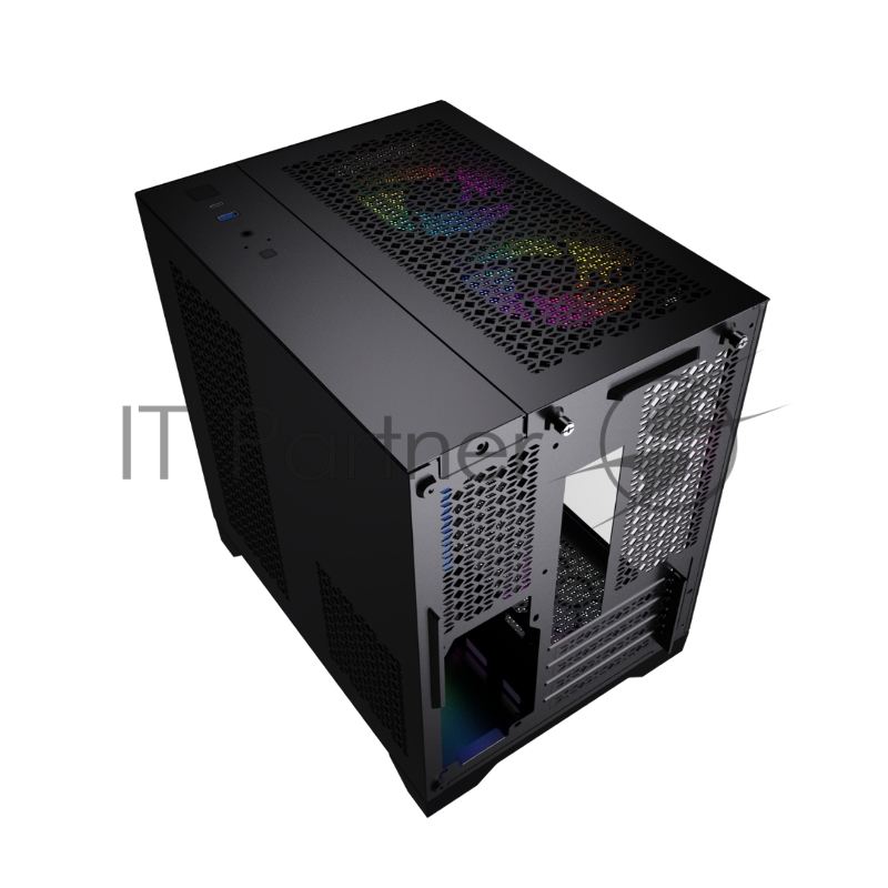 Корпус Powercase Vision Micro, Black, Tempered Glass, 4х 120mm 5-color fan, чёрный, mATX (CVBM-L4)