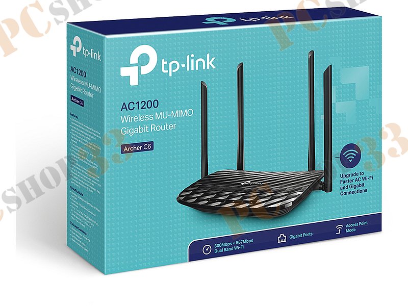 Беспроводной маршрутизатор TP-Link Archer C6 WiFi 867Мбит/сек. + 4 порта LAN 1Гбит/сек. + 1 порт WAN 1Гбит/сек.