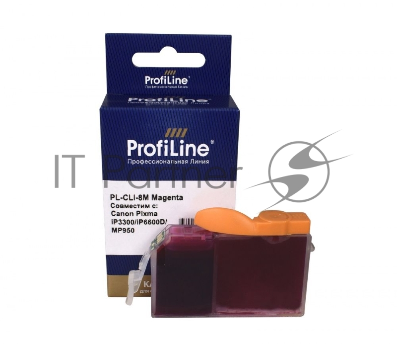Картридж PL-CLI-8M для принтеров Canon Pixma iP3300/iP6600D/MP950 с чипом Magenta водн ProfiLine