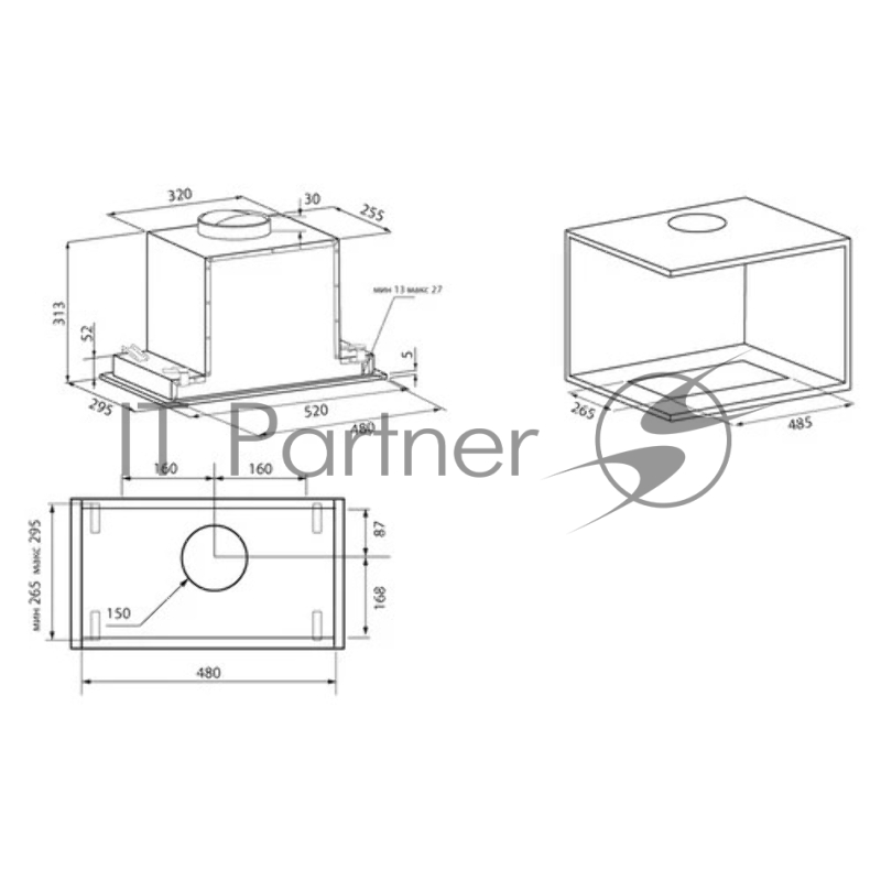 Вытяжка кухонная KRONA SELINA 600 GLASS BLACK S