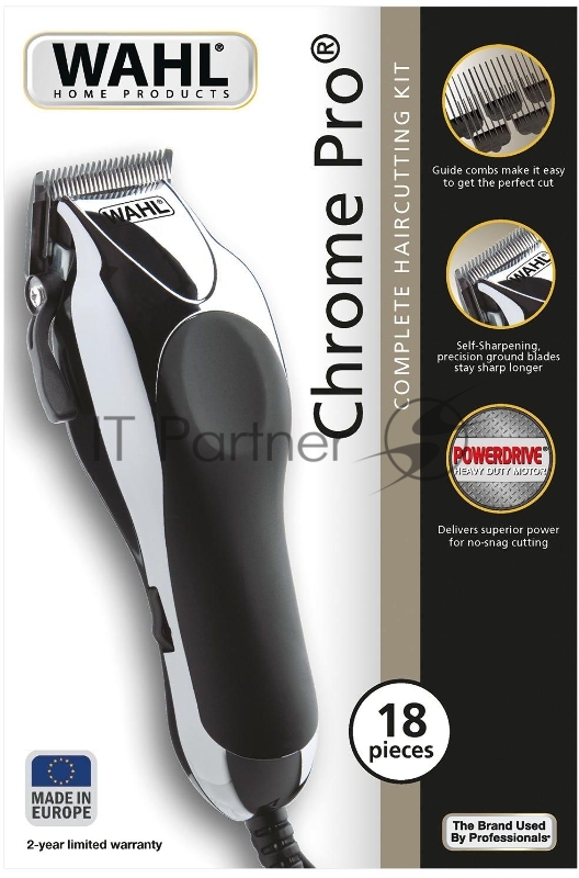 Машинка для стрижки Wahl Chrome Pro черный/серебристый