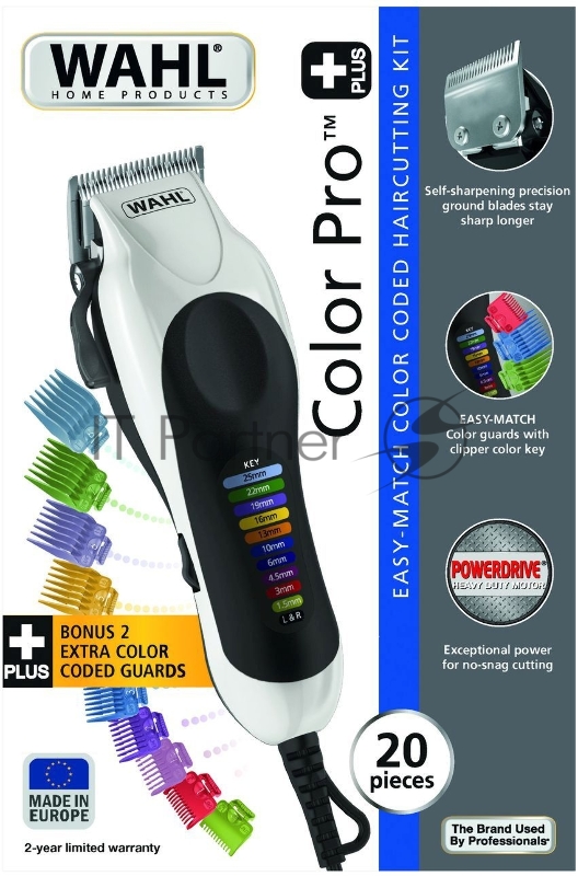 Машинка для стрижки Wahl Color Pro Plus белый/серебристый