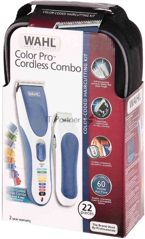 Машинка для стрижки Wahl Wahl Color Pro cordless combo белый/синий