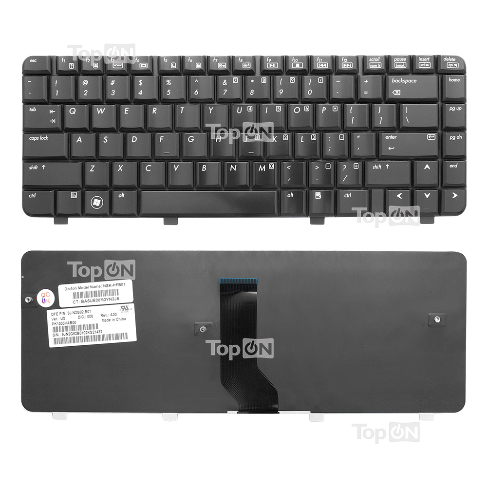 Клавиатура для ноутбука HP Pavilion DV4-1000, DV4-1100, DV4-1200 Series. Плоский Enter. Черная, без рамки. 9J.N8682.901, MP-05583US66.