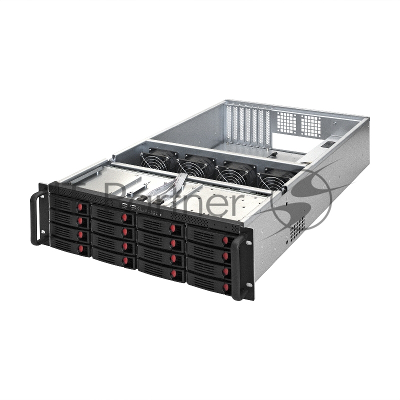 Серверный корпус ExeGate Pro EX281301RUS 3U660-HS16 <RM 19, высота 3U, глубина 660, БП 2U-700ADS,16xHotSwap, USB>