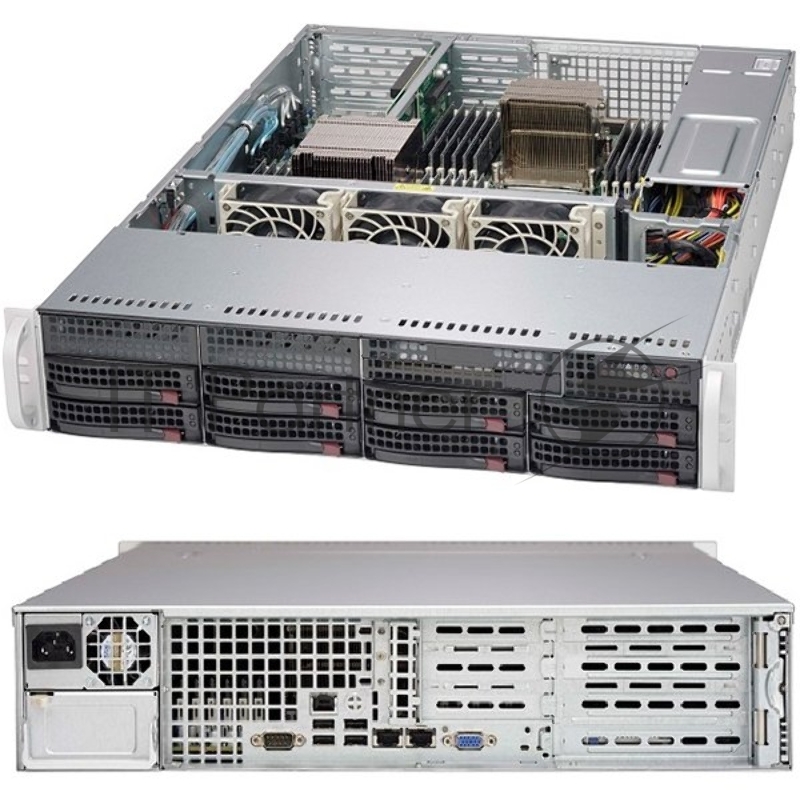 Корпус Supermicro Chassis CSE-825TQC-600WB, 2U, 8 x 3.5 hot swap bays, 2 x 3.5 fixed bays, SAS3, 4 x FH & 3 x LP expansion slots, 600W PS