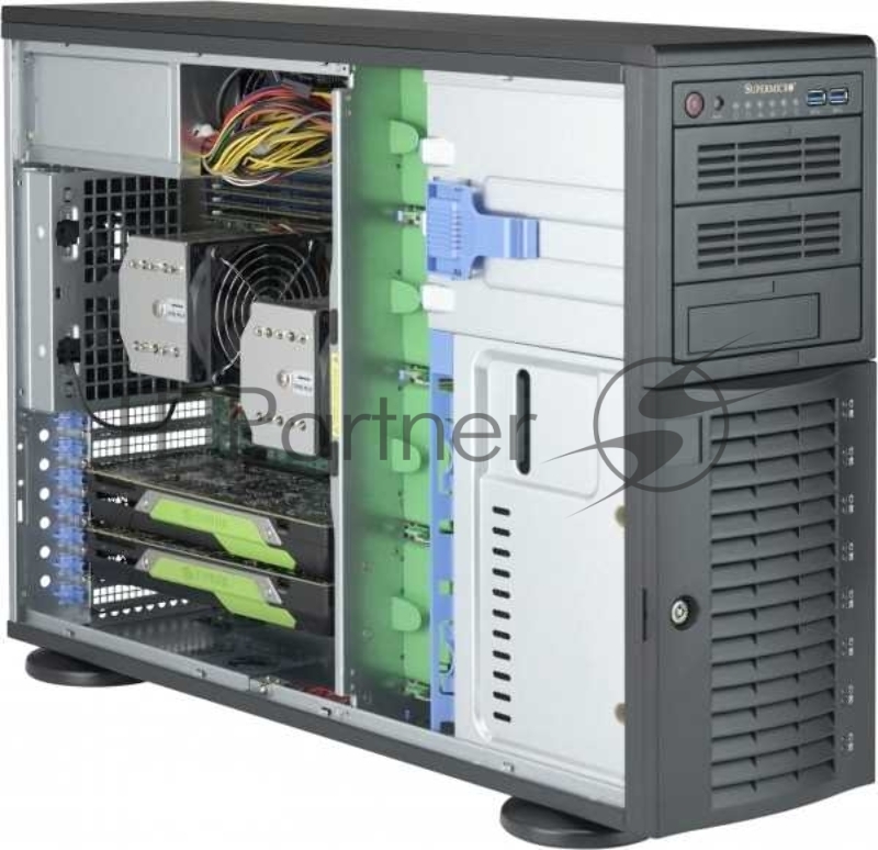 Корпус компьютерный SuperMicro Black 4U Tower SC743AC SQ with SAS3, USB3, 1200W PWS,RoH