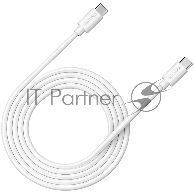Кабель CANYON C-9, 100W, 20V/ 5A, typeC to Type C, 1.2M with Emark, Power wire :20AWG*4C,Signal wires :28AWG*4C,OD4.3mm +/- 0.2mm, PVC ,White