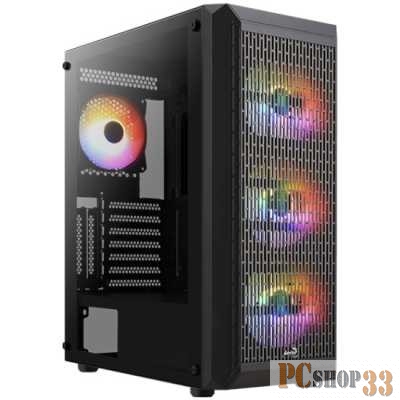 Корпус MidiTower AeroCool BEAM-G-BK-v2 (ATX, без БП, USB3x1, USB2x2, 4x 120mm RGB fans) (4711099471744)