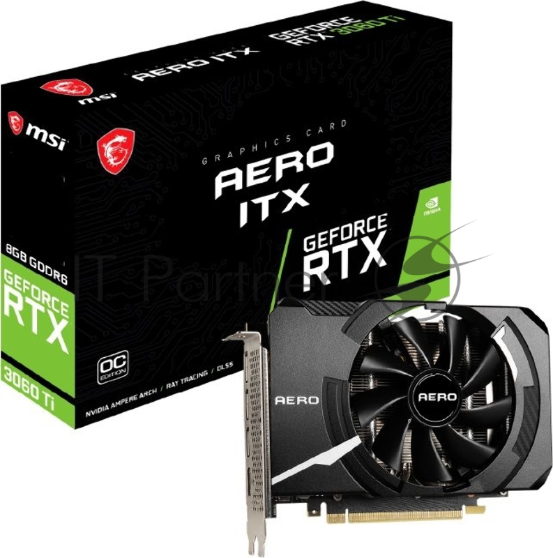Видеокарта MSI PCI-E 4.0 RTX 3060 Ti AERO ITX 8G OC LHR NVIDIA GeForce RTX 3060Ti 8192Mb 256 GDDR6 1695/14000 HDMIx1 DPx3 HDCP Ret