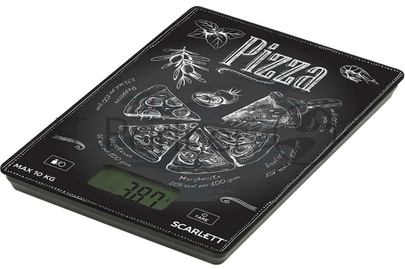 Весы кухонные SCARLETT SC-KS57P66, электронный дисплей, max вес 10 кг, тарокомпенсация, стекло