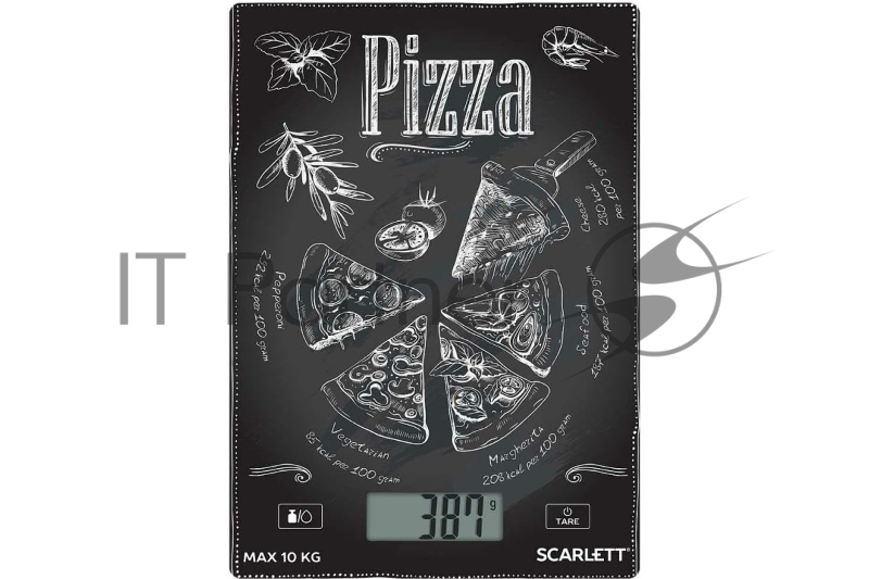 Весы кухонные SCARLETT SC-KS57P66, электронный дисплей, max вес 10 кг, тарокомпенсация, стекло