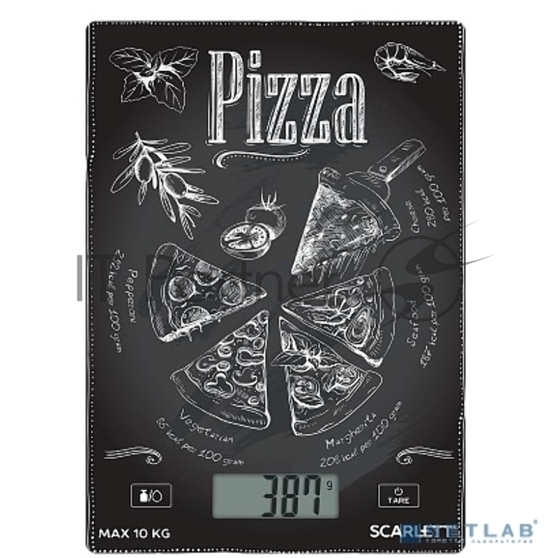 Весы кухонные SCARLETT SC-KS57P66, электронный дисплей, max вес 10 кг, тарокомпенсация, стекло