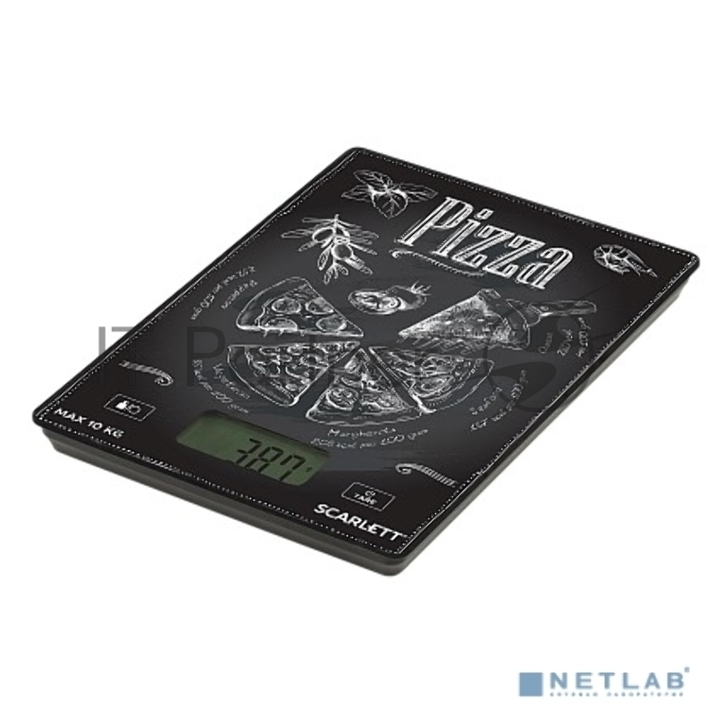 Весы кухонные SCARLETT SC-KS57P66, электронный дисплей, max вес 10 кг, тарокомпенсация, стекло