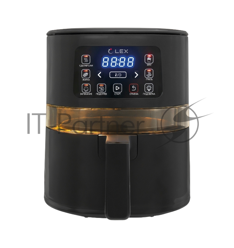 Аэрогриль LEX LXAF5405 1600 Вт. 4 л. 5 программ, сенсорный, черный, аэрофритюрница