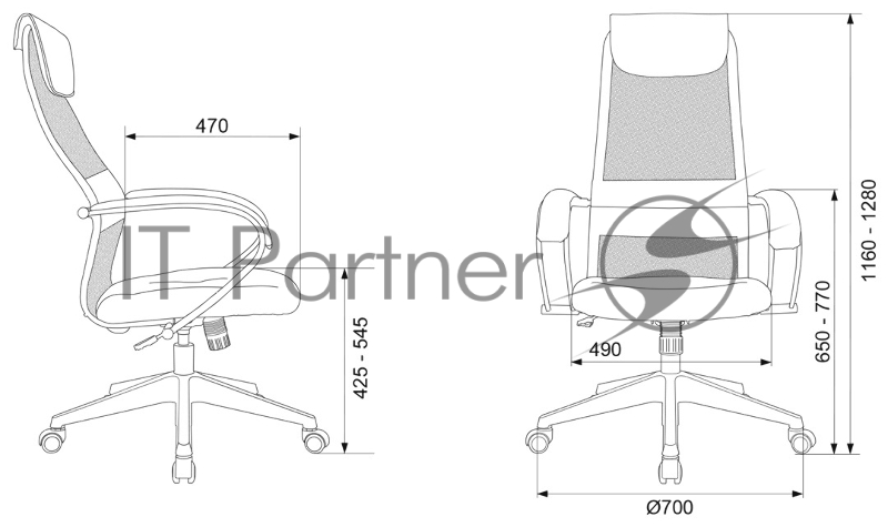 Кресло руководителя Бюрократ CH-607 черный TW-01 сетка/ткань с подголов. крестовина пластик