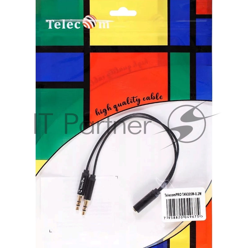 Кабель-адаптер 2*3.5ST(M)/3.5 ST(F), 0.2м, Telecom PRO <TAV205M-0.2M>