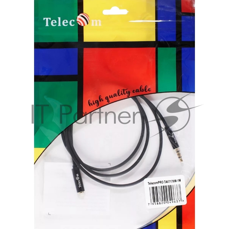 Кабель удлинит 3.5 Jack (M) - 3.5 Jack (F), 1м Telecom PRO <TAV7179M-1M>