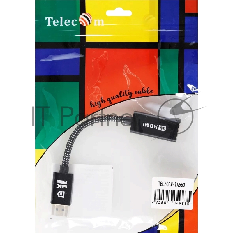 Адаптер DP-M --> HDMI-F 4K@120Hz, 8K@30Hz, оплетка, 0.15м Telecom (TA660)