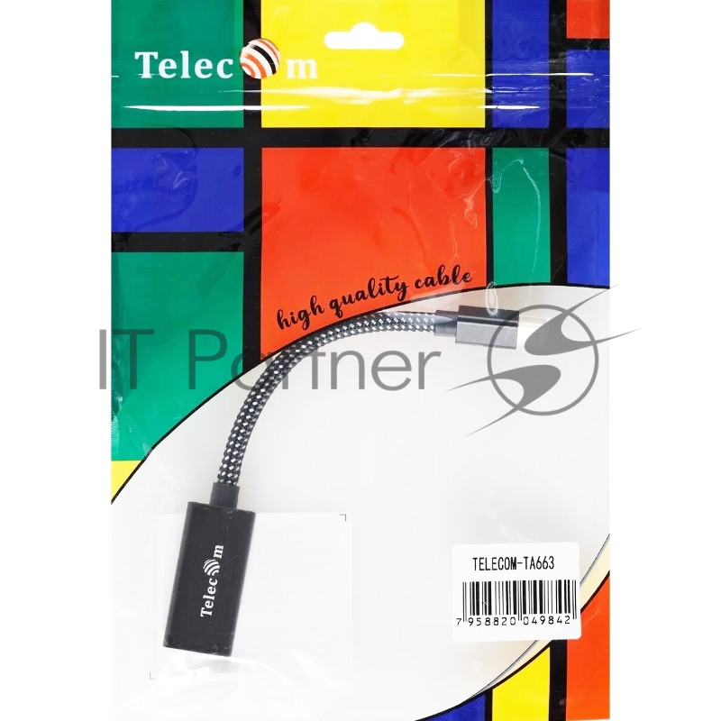 Адаптер miniDP-M --> HDMI-F 4K@120Hz, 8K@30Hz, оплетка, 0.15м Telecom (TA663)