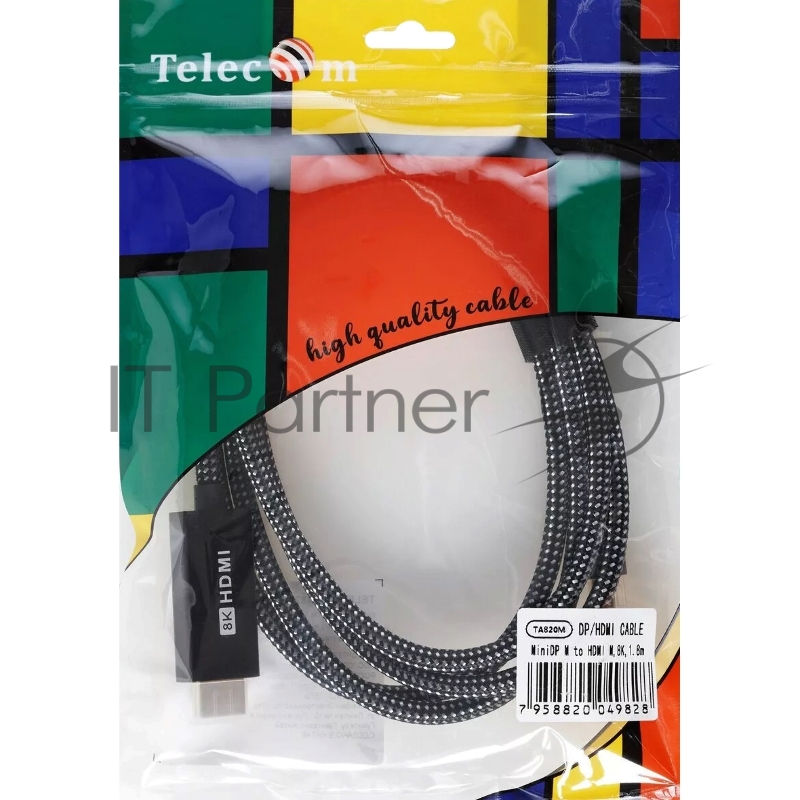 Кабель miniDisplayPort M-> HDMI M 4K@120Hz/8K@30Hz 1.8m Telecom,оплетка (TA820M-1.8M)