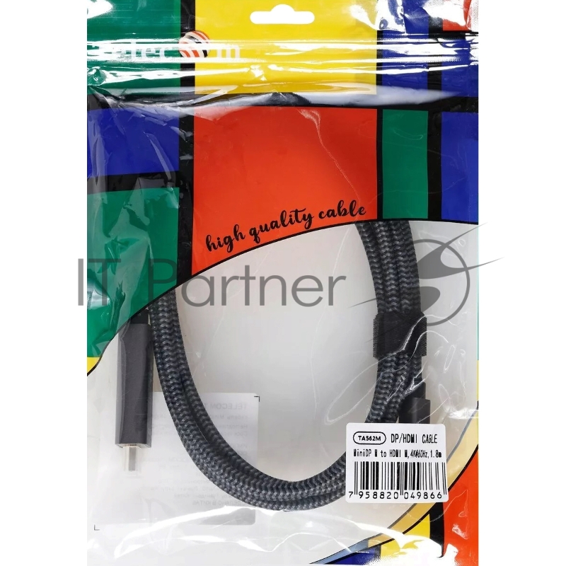 Кабель miniDisplayPort M-> HDMI M 4K@60Hz 1.8m Telecom,оплетка (TA562M-1.8M)