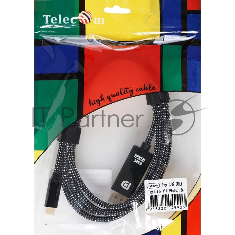 Кабель-адаптер USB Type-Cm --> DP(m) 4K@120Hz 8K@60Hz, 1.8m Telecom <TCC020M-1.8M>