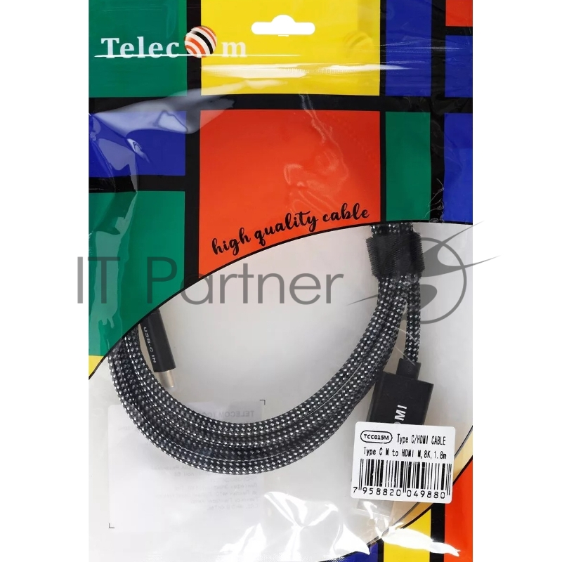 Кабель-адаптер USB Type-Cm --> HDMI(m) 4K@120Hz 8K@30Hz, 1.8m Telecom <TCC015M-1.8M>