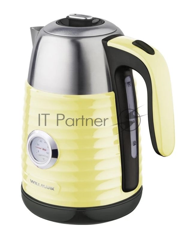 Чайник эл. WILLMARK WEK-1738PST (1.7л, двойные стенки, эффект термоса, термометр, 2200Вт) Желтый