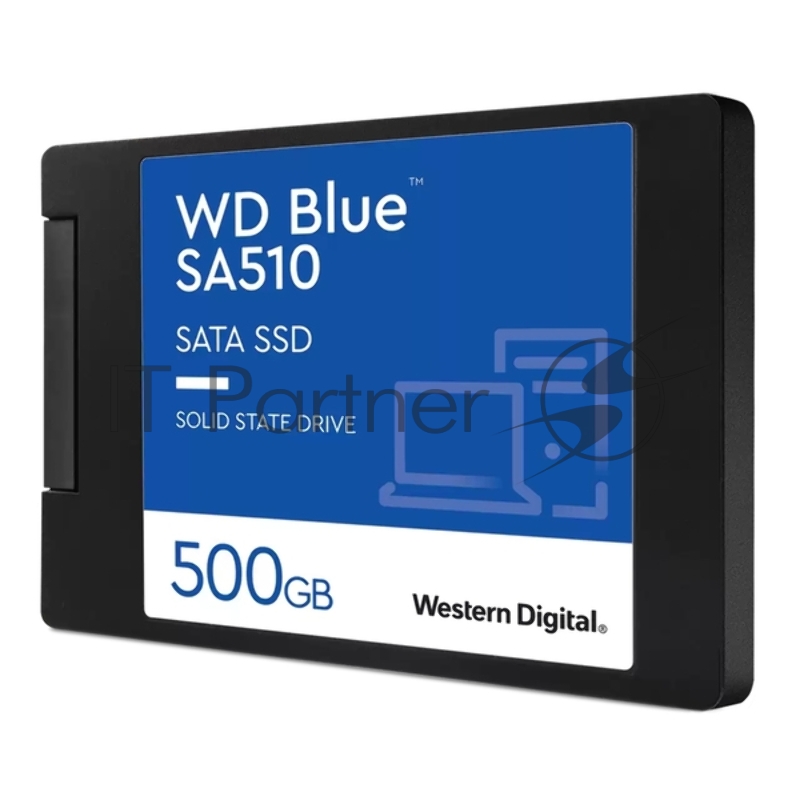 Накопитель WD SSD Blue SA510, 500GB, 2.5 7mm, SATA3, R/W 560/510MB/s, IOPs 90 000/82 000, TBW 200, DWPD 0.2 (12 мес.)
