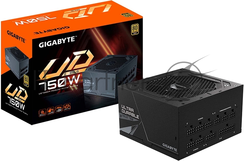 Блок питания Gigabyte ATX 750W GP-UD750GM 80+ gold 24+2x(4+4) pin APFC 120mm fan 8xSATA Cab Manag RTL