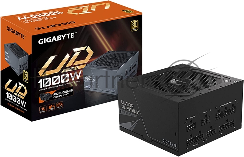 Блок питания Gigabyte ATX 1000W GP-UD1000GM PG5 80+ gold (24+4+4pin) APFC 120mm fan 8xSATA Cab Manag RTL