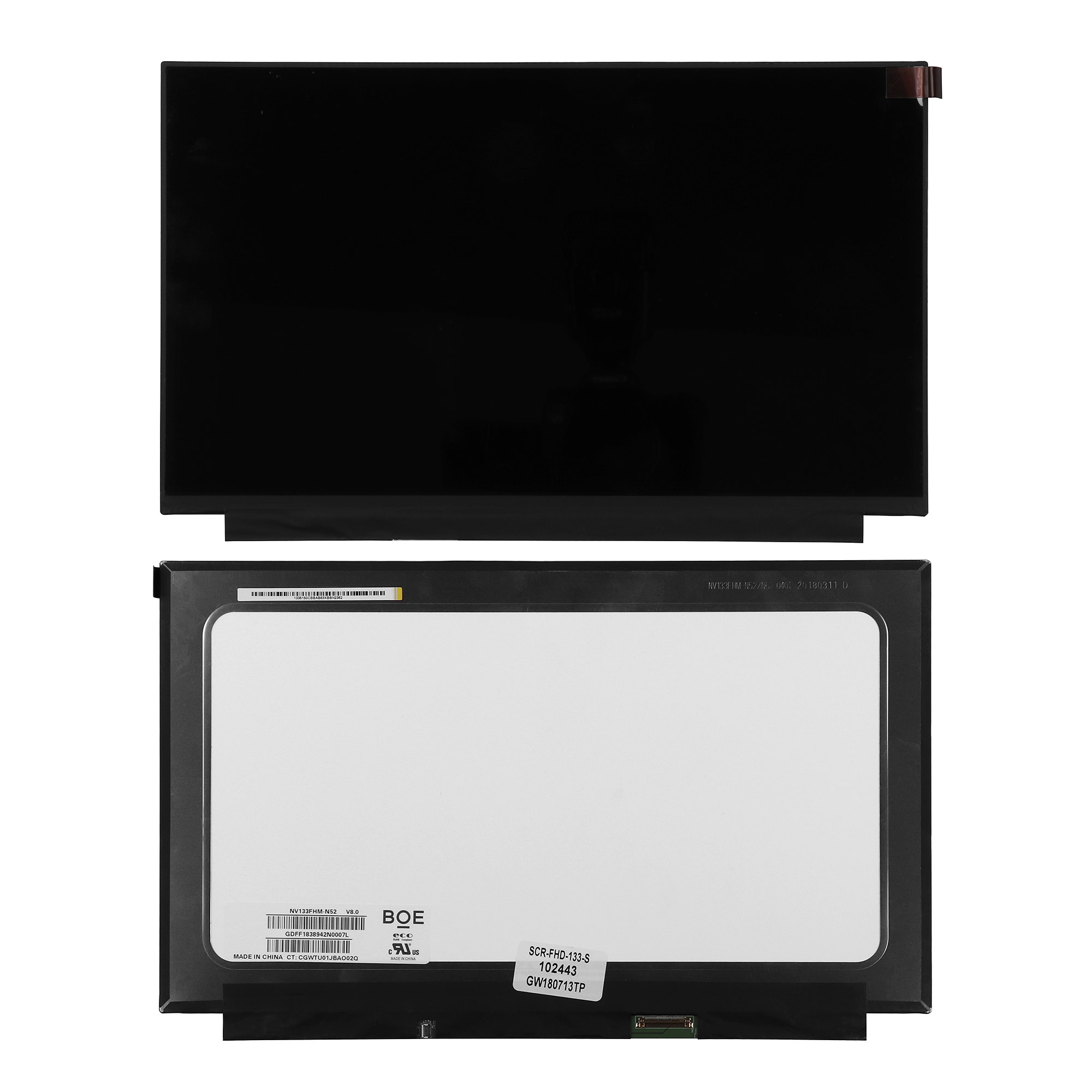 Матрица для ноутбука 13.3" 1920x1080 FHD, 30 pin. Slim. Глянцевая. NV133FHM-N52.